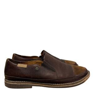 J Shoes Roam Brown Leather Tan Suede Cap Toe Loafer Slip On Shoes Mens Size 10